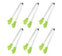 sourcing map 6PCS Silicone Mini Tongs, 12.5cm/5" Glove Shape Small Food Tongs with Stainless Steel Handle, Non Slip Textured Tips for Kitchen Sweets Ice Cubes Salad Sugar Fruits, Green