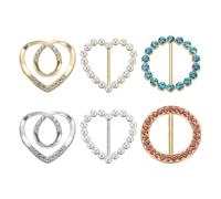 sourcing map 6pcs Silk Scarf Ring Clip, Heart Shape Round T-Shirt Ties Clips Kit Clothes Corner Knotted Button Waist Buckle Wrap Holder for Women Shawl Shirts Clothing, Silver, Gold