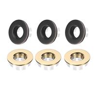 sourcing map 6pcs Sink Overflow Ring Set, Bathroom Kitchen Basin Trim Bath Sink Hole Round Brass Overflow Drain Cover Insert in Hole (Brushed Black, Gold Tone)