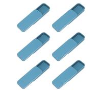 sourcing map 6Pcs Slide Top Tin Containers, Mini Metal Empty Tins Box with Sliding Lids, 3.1"x1.3"x0.4" Rectangular Storage Organizers for Lip Balm, Solid Perfume, Small Items, Blue