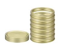 sourcing map 6pcs Split-Type Mason Jar Lids 86mm Tinplate Leak-proof Metal Canning Jar Lids with Rings for Storage Bottle Home Canning and Food Storage, Gold