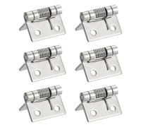 sourcing map 6Pcs Spring Hinge, 1" Length 304 Stainless Steel Spring Loaded Hinges, Self-Closing Cabinet Hinges for Left and Right Hand Doors Cabinet Closet DIY Hardware, Silver (Interior)