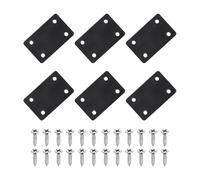 sourcing map 6Pcs Square Flat Bracket, 2.36" x 1.46" Metal Flat Corner Bracket Right Angle Corner Brace Mending Plate with Screws for Wood Frame Furniture Fixing Joining, Black
