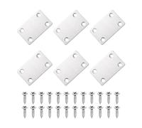 sourcing map 6Pcs Square Flat Bracket, 2.36" x 1.46" Metal Flat Corner Bracket Right Angle Corner Brace Mending Plate with Screws for Wood Frame Furniture Fixing Joining, Silver