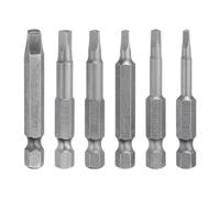sourcing map 6pcs Square Screwdriver Bit Set SQ1.0/SQ2.0/SQ2.74/SQ3.0/SQ4.0/SQ5.0 S2 Steel 1/4" Hex Shank 2.56" Length Magnetic 4 Point Head Power Drill Bits