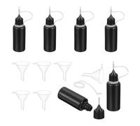 sourcing map 6Pcs Squeeze Bottle, 20ml/0.7oz Glue Tip Applicator Bottles Plastic Liquid Glue Bottle for Paper Crafts, Painting, Oil, Ink(Black, with 6 Funnel)