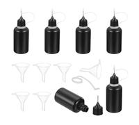 sourcing map 6Pcs Squeeze Bottle, 30ml/1oz Glue Tip Applicator Bottles Plastic Liquid Glue Bottle for Paper Crafts, Painting, Oil, Ink(Black, with 6 Funnel)