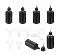 sourcing map 6Pcs Squeeze Bottle, 50ml/1.7oz Glue Tip Applicator Bottles Plastic Liquid Glue Bottle for Paper Crafts, Painting, Oil, Ink(Black, with 6 Funnel)