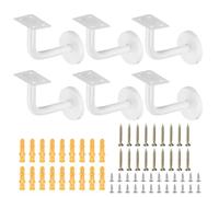 sourcing map 6Pcs Stainless Steel Hand Rail Brackets, 3" Flat Handrail Holder Hand Stairway Rail Bracket for Square Rail with Mounting Screw for Guardrail Staircase Banister, White