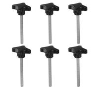 sourcing map 6pcs Star Clamping Knobs M10 x 100mm Metric Male Thread 60mm 4-Point Plastic Head Threaded Stud Knob Hand Tightening Thumb Screw Jig Handle, Black