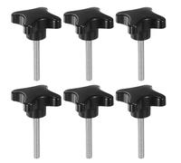 sourcing map 6pcs Star Clamping Knobs M8 x 50mm Metric Male Thread 60mm 4-Point Plastic Head Threaded Stud Knob Hand Tightening Thumb Screw Jig Handle, Black