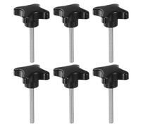 sourcing map 6pcs Star Clamping Knobs M8 x 60mm Metric Male Thread 60mm 4-Point Plastic Head Threaded Stud Knob Hand Tightening Thumb Screw Jig Handle, Black