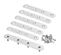 sourcing map 6pcs Straight Bracket 4.9" x 0.8" Stainless Steel Flat Fixing Brackets Mending Plate Corner Brace Connector with 24 Screws for Wood Board Bed Frame Furniture Shelves, Silver