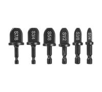 sourcing map 6Pcs Swaging Tool Drill Bit Set HVAC Repairing Flaring Tool Tube Expander Hex Shank with 1/4" 3/8" 1/2" 5/8" 3/4" 7/8" for Copper Aluminum Pipe Black