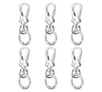 sourcing map 6Pcs Swivel Clasp Clip, Detachable Lobster Clasps with O Shape Keychain Clip Quick Release Key Ring for Jewelry Crafts Making Keychain Backpack, Silver