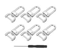 sourcing map 6Pcs Swivel Clasps Hook, 16mm(5/8 Inch) D Ring Detachable Snap Hook Metal Lobster Claw Clasp Hook with Screwdriver for Purse Keychain DIY Craft, Silver