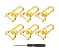 sourcing map 6Pcs Swivel Clasps Hook, 20mm(3/4 Inch) D Ring Detachable Snap Hook Metal Lobster Claw Clasp Hook with Screwdriver for Purse Keychain DIY Craft, Gold