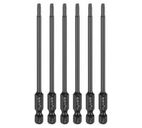 sourcing map 6pcs T10 Torx Screwdriver Bit 1/4" Hex Shank 100mm/4 Length S3 Steel Magnetic Tamper Proof Star 6 Point Head Hex Screw Driver Bits, Black
