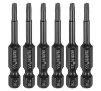 sourcing map 6pcs T10 Torx Screwdriver Bit 1/4" Hex Shank 50mm/2" Length S3 Steel Magnetic Tamper Proof Star 6 Point Head Hex Screw Driver Bits, Black