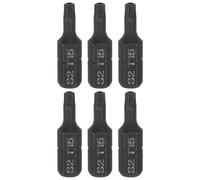 sourcing map 6pcs T15 Torx Screwdriver Bit 1/4" Hex Shank 25mm/1" Length S2 Steel Star 6 Point Head Hex Security Screw Driver Bits with Hole for Impact Electric Screw Driver Power Tools, Black