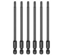 sourcing map 6pcs T20 Torx Screwdriver Bit 1/4" Hex Shank 100mm/4 Length S3 Steel Magnetic Tamper Proof Star 6 Point Head Hex Screw Driver Bits, Black
