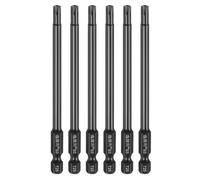 sourcing map 6pcs T25 Torx Screwdriver Bit 1/4" Hex Shank 100mm/4 Length S3 Steel Magnetic Tamper Proof Star 6 Point Head Hex Screw Driver Bits, Black