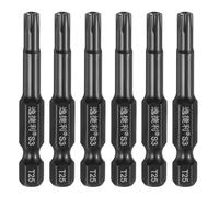 sourcing map 6pcs T25 Torx Screwdriver Bit 1/4" Hex Shank 50mm/2" Length S3 Steel Magnetic Tamper Proof Star 6 Point Head Hex Screw Driver Bits, Black
