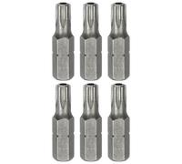 sourcing map 6pcs T27 Torx Screwdriver Bit 1/4" Hex Shank 25mm/1" Length S2 Steel Star 6 Point Head Hex Security Screw Driver Bits with Hole for Impact Electric Screw Driver Power Tools, Grey