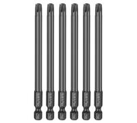 sourcing map 6pcs T30 Torx Screwdriver Bit 1/4" Hex Shank 100mm/4 Length S3 Steel Magnetic Tamper Proof Star 6 Point Head Hex Screw Driver Bits, Black