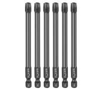 sourcing map 6pcs T40 Torx Screwdriver Bit 1/4" Hex Shank 100mm/4 Length S3 Steel Magnetic Tamper Proof Star 6 Point Head Hex Screw Driver Bits, Black