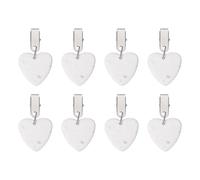 sourcing map 6Pcs Tablecloth Weights, Marble Table Cover Weights with Metal Clips, Heart Shape Stone Tablecloth Pendant 4 x 4cm for Outdoor Party Picnic Garden Table Decoration, White