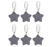 sourcing map 6Pcs Tablecloth Weights, Marble Table Cover Weights with Metal Clips, Star Shape Stone Tablecloth Pendant 4 x 4cm for Outdoor Party Picnic Garden Table Decoration, Gray