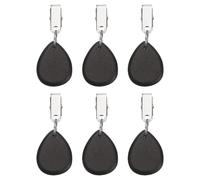 sourcing map 6Pcs Tablecloth Weights, Marble Table Cover Weights with Metal Clips, Teardrop Shape Stone Tablecloth Pendant 4.5 x 3.5cm for Outdoor Party Picnic Garden Table Decoration, Black