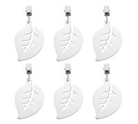 sourcing map 6Pcs Tablecloth Weights, Stainless Steel Table Cover Weights with Metal Clips, Leaf Shape Tablecloth Pendant 7 x 5cm for Outdoor Picnic Garden Table Decoration, Silver