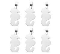 sourcing map 6Pcs Tablecloth Weights, Stainless Steel Table Cover Weights with Metal Clips, Sea Pony Shape Tablecloth Pendant 8.5 x 4.5cm for Outdoor Picnic Garden Table Decoration, Silver