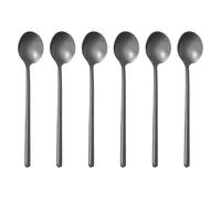 sourcing map 6pcs Tea Stirring Spoons 5"(13cm) 304 Stainless Steel Round Soup Spoon with Long Handles for Espresso Sugar Dessert Cereal Ice Cream Cocktail Coffee Bar Accessories, Black