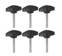 sourcing map 6pcs Tee Wing Knobs M5 x 35mm Metric Male Threaded Stud T Head Plastic Knob Handles Thumb Screws Hand Clamping Tightening Knob Grip Thumbscrew, Black