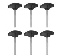 sourcing map 6pcs Tee Wing Knobs M5 x 50mm Metric Male Threaded Stud T Head Plastic Knob Handles Thumb Screws Hand Clamping Tightening Knob Grip Thumbscrew, Black