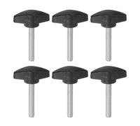 sourcing map 6pcs Tee Wing Knobs M6 x 40mm Metric Male Threaded Stud T Head Plastic Knob Handles Thumb Screws Hand Clamping Tightening Knob Grip Thumbscrew, Black