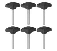 sourcing map 6pcs Tee Wing Knobs M6 x 45mm Metric Male Threaded Stud T Head Plastic Knob Handles Thumb Screws Hand Clamping Tightening Knob Grip Thumbscrew, Black