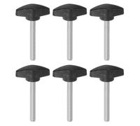 sourcing map 6pcs Tee Wing Knobs M6 x 50mm Metric Male Threaded Stud T Head Plastic Knob Handles Thumb Screws Hand Clamping Tightening Knob Grip Thumbscrew, Black