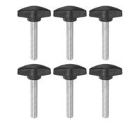sourcing map 6pcs Tee Wing Knobs M8 x 40mm Metric Male Threaded Stud T Head Plastic Knob Handles Thumb Screws Hand Clamping Tightening Knob Grip Thumbscrew, Black