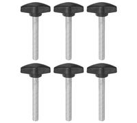 sourcing map 6pcs Tee Wing Knobs M8 x 50mm Metric Male Threaded Stud T Head Plastic Knob Handles Thumb Screws Hand Clamping Tightening Knob Grip Thumbscrew, Black