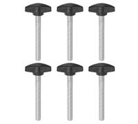 sourcing map 6pcs Tee Wing Knobs M8 x 60mm Metric Male Threaded Stud T Head Plastic Knob Handles Thumb Screws Hand Clamping Tightening Knob Grip Thumbscrew, Black