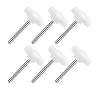sourcing map 6Pcs Tee Wing Knobs Thumb Screws, M4 x 40mm Clamping Screw Knob Male Thread 304 Stainless Steel T Shaped Thumb Screws Handle 27mm Dia. for Hand Tightening Knob Replacement, White