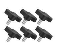 sourcing map 6Pcs Tee Wing Knobs Thumb Screws, M5 x 10mm Clamping Screw Knob Male Thread 304 Stainless Steel T Shaped Thumb Screws Handle 27mm Dia. for Hand Tightening Knob Replacement, Black