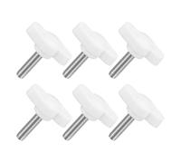 sourcing map 6Pcs Tee Wing Knobs Thumb Screws, M5 x 20mm Clamping Screw Knob Male Thread 304 Stainless Steel T Shaped Thumb Screws Handle 27mm Dia. for Hand Tightening Knob Replacement, White