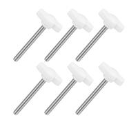 sourcing map 6Pcs Tee Wing Knobs Thumb Screws, M5 x 50mm Clamping Screw Knob Male Thread 304 Stainless Steel T Shaped Thumb Screws Handle 27mm Dia. for Hand Tightening Knob Replacement, White