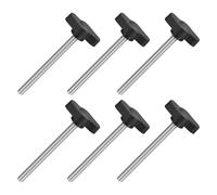 sourcing map 6Pcs Tee Wing Knobs Thumb Screws, M5 x 60mm Clamping Screw Knob Male Thread 304 Stainless Steel T Shaped Thumb Screws Handle 27mm Dia. for Hand Tightening Knob Replacement, Black