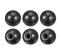 sourcing map 6Pcs Threaded Ball Knobs, M12 Female Thread Thermoset Ball Knob 1.57'' Dia Black Round Operation Ball Handles Embedded Threaded Knob for Machine Handle Tool Replacement